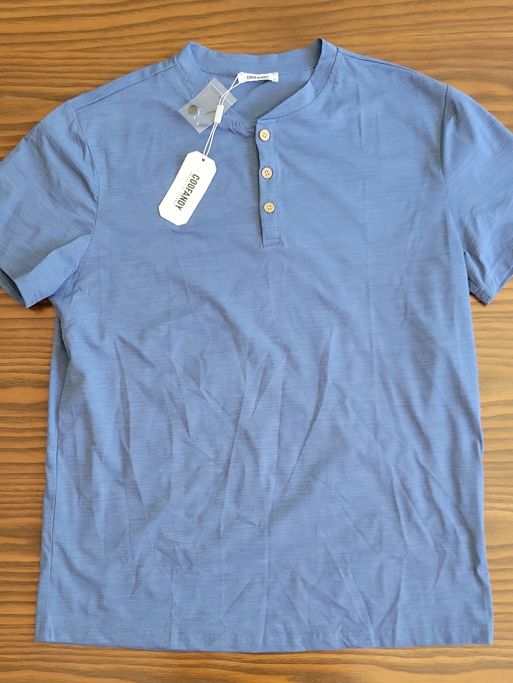 **NEW** COOFANDY Men's Henley Polo in Blue | Size: M